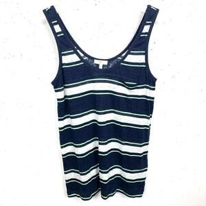 Joie Womens Carmenella Striped 100% Linen Tank Top Navy White Stripe Size XS